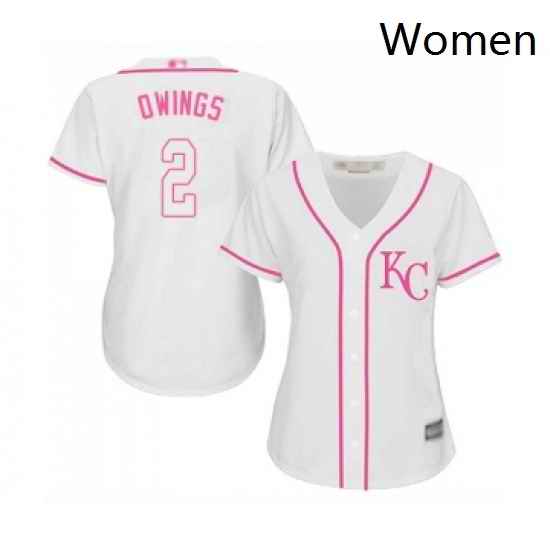 Womens Kansas City Royals 2 Chris Owings Replica White Fashion Cool Base Baseball Jersey